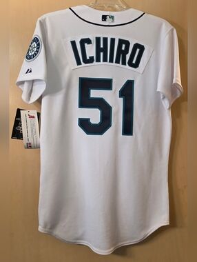 Majestic Seattle Mariners Ichiro Suzuki Jersey - White, Size 40